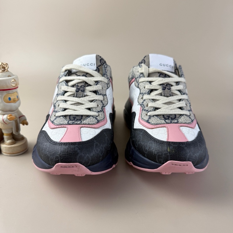 GUCCI/古馳 黑粉滿印雙G老爹鞋 35碼 99新 品相完美 YLP4248-1