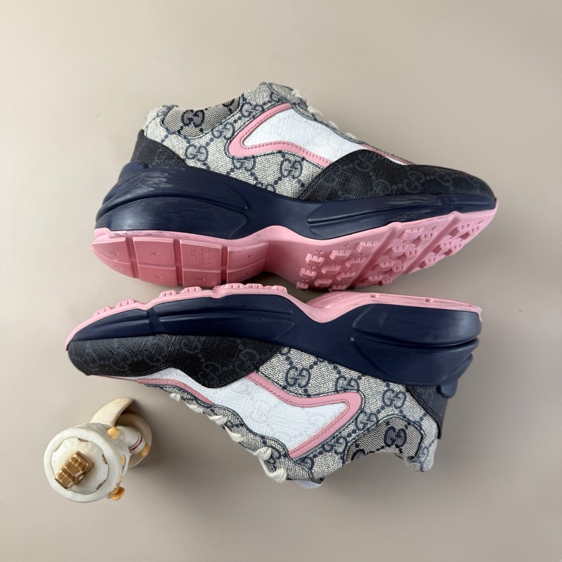 GUCCI/古馳 黑粉滿印雙G老爹鞋 35碼 99新 品相完美 YLP4248-5