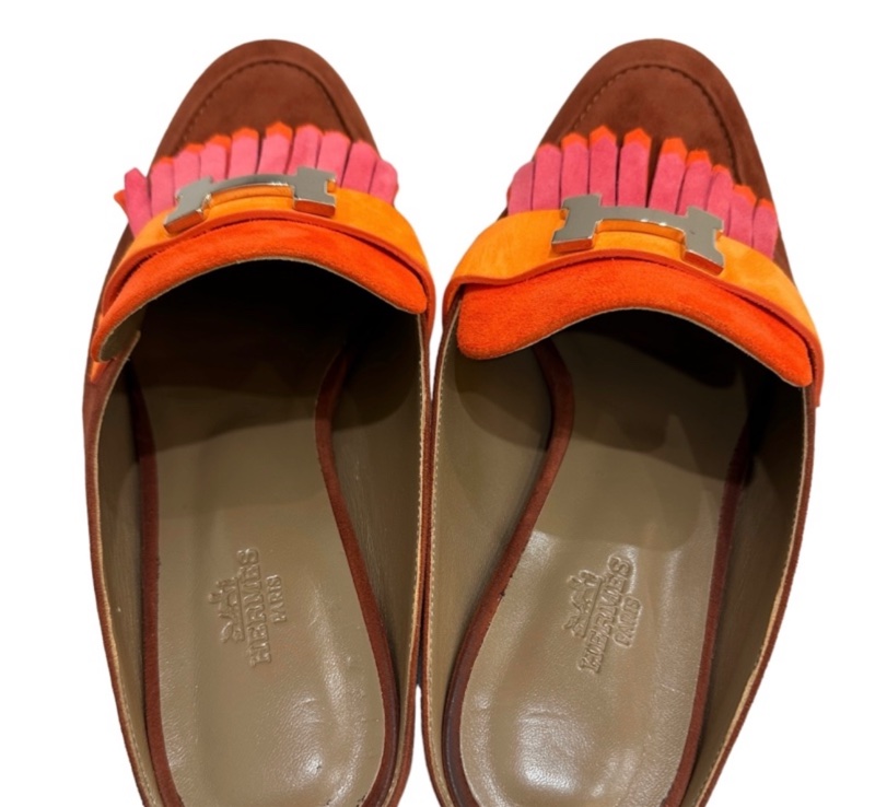 Hermès Doblis三色麂皮絨穆勒鞋 EU 37.5-3