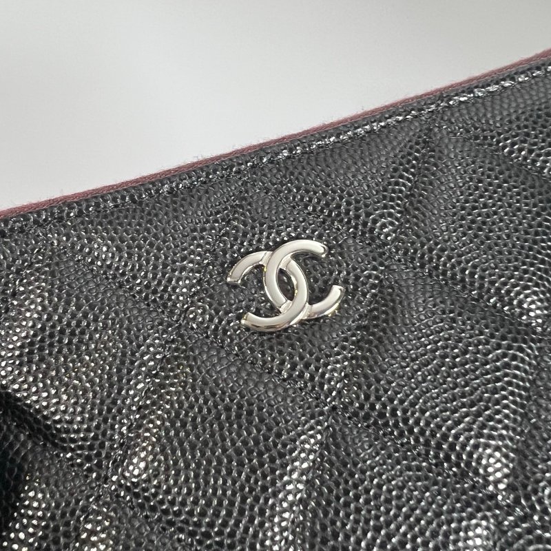 CHANEL 一字拉鍊包荔枝黑 晶片款-6