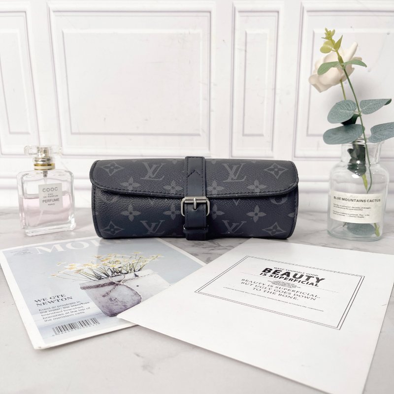 LV 黑武士腕表盒收納盒 19×7×7cm 芯片款 98新配件塵袋表枕-0