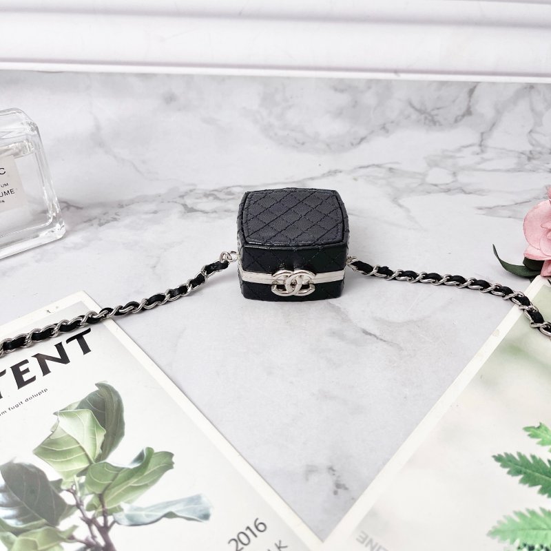 Chanel mini粉餅盒黑色鏡面小廢包鞋背包 5×5×3 98新配件塵袋盒子保卡-1
