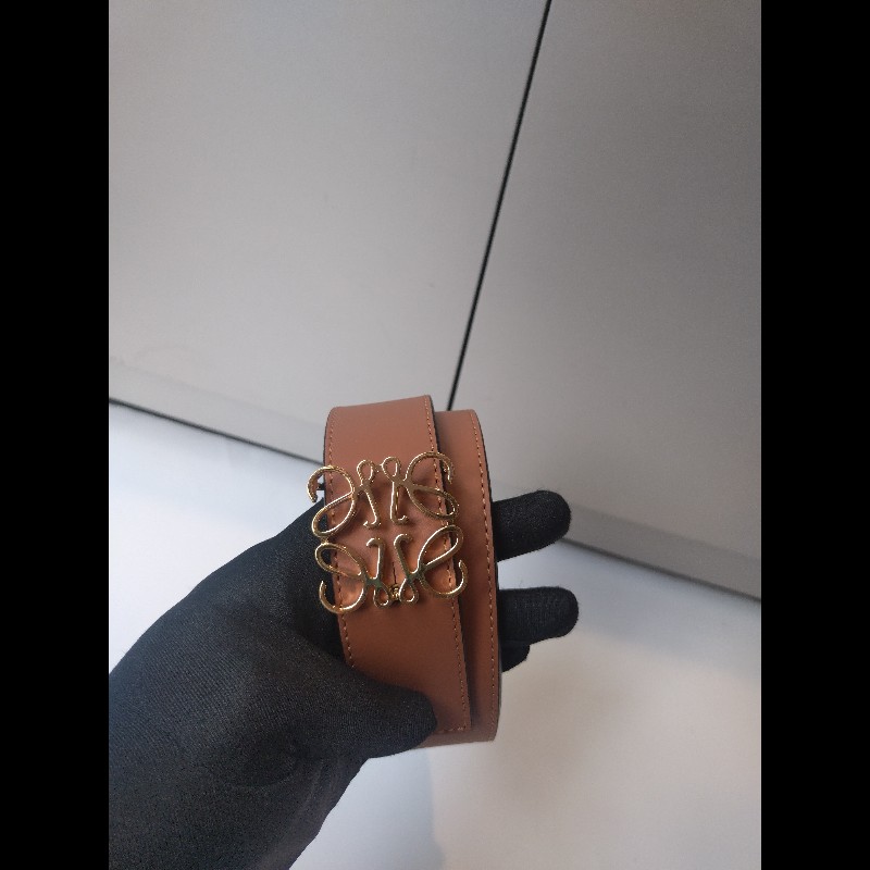 LOEWE 駝黑雙面皮革金釦腰帶-3