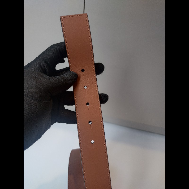 LOEWE 駝黑雙面皮革金釦腰帶-5