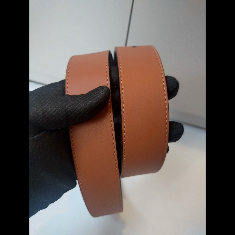 LOEWE 駝黑雙面皮革金釦腰帶-6