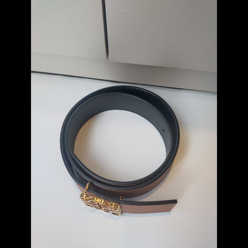 LOEWE 駝黑雙面皮革金釦腰帶-8