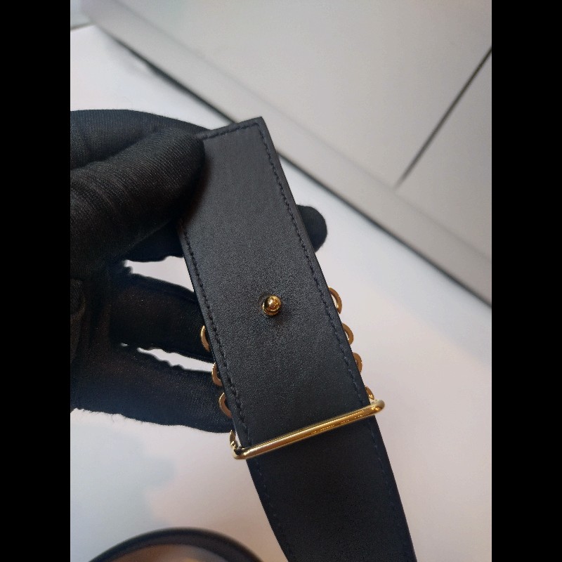 LOEWE 駝黑雙面皮革金釦腰帶-11