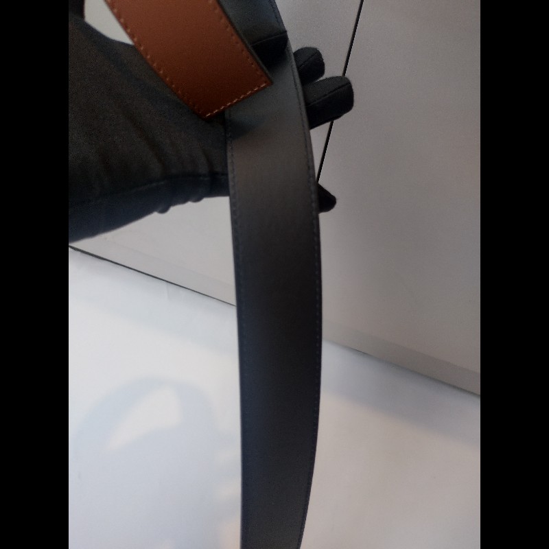 LOEWE 駝黑雙面皮革金釦腰帶-12