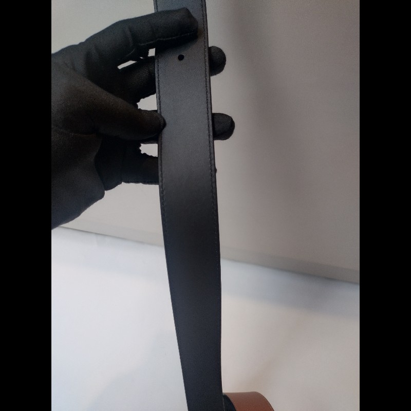 LOEWE 駝黑雙面皮革金釦腰帶-14