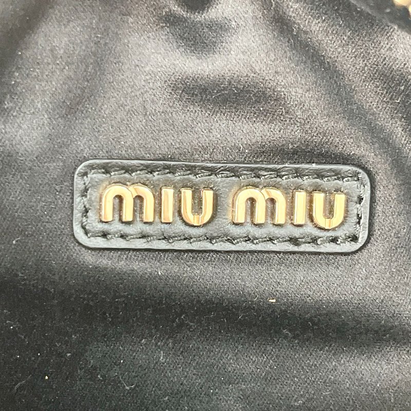 MIUMIU 黑色全皮金屬徽標腰包 21×10×5 98新配件塵袋-2