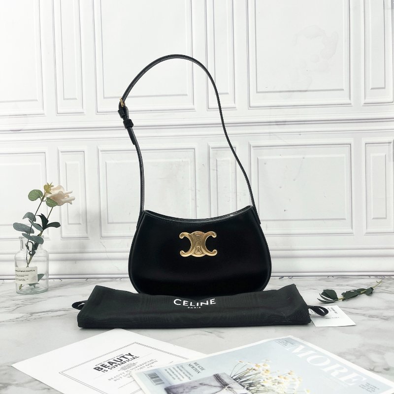 Celine tilly 黑金中號全皮腋下包 22×13.5×4cm 全新閒置配件塵袋-1