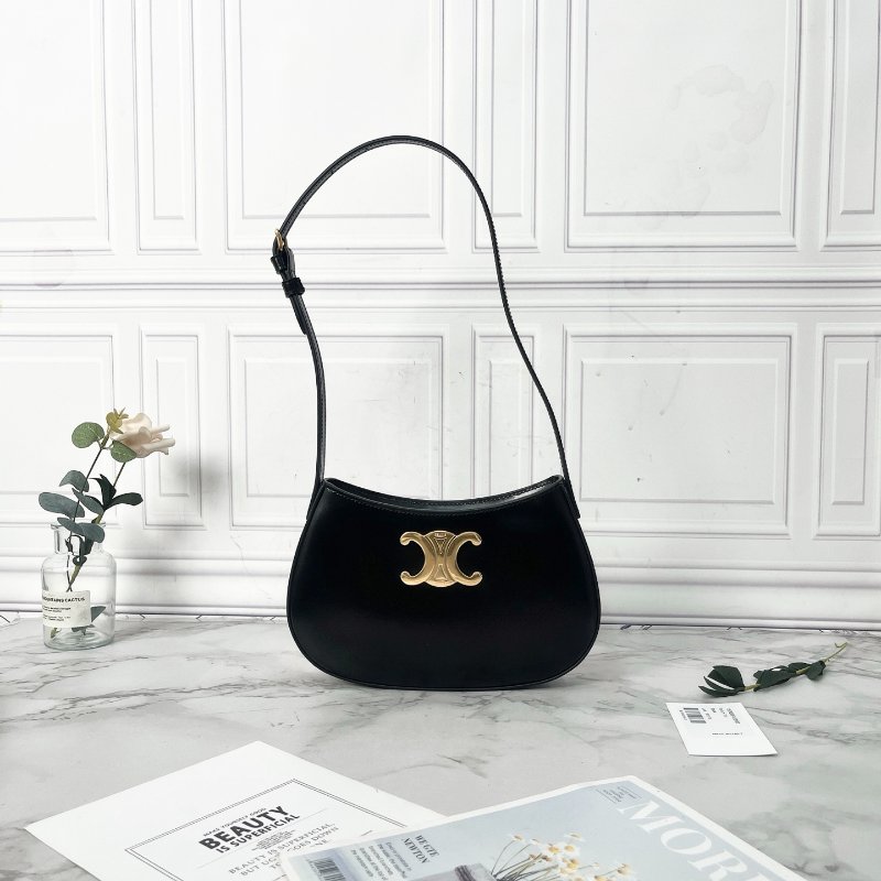 Celine tilly 黑金中號全皮腋下包 22×13.5×4cm 全新閒置配件塵袋-3