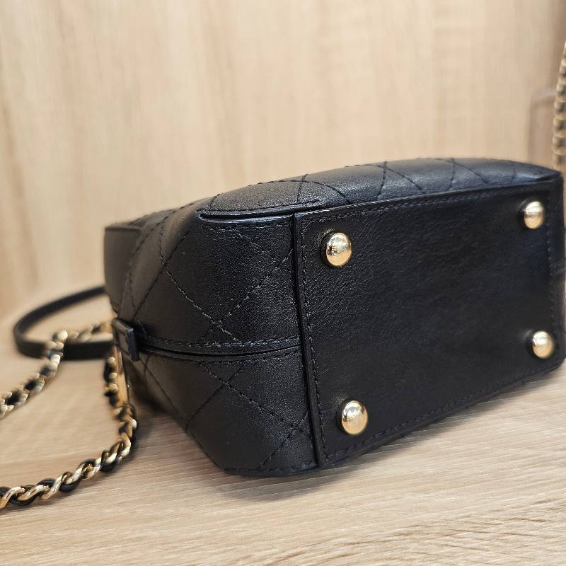 [絕版好物❣️] Chanel黑牛皮菱格縫線皮穿鏈斜背相機包-7