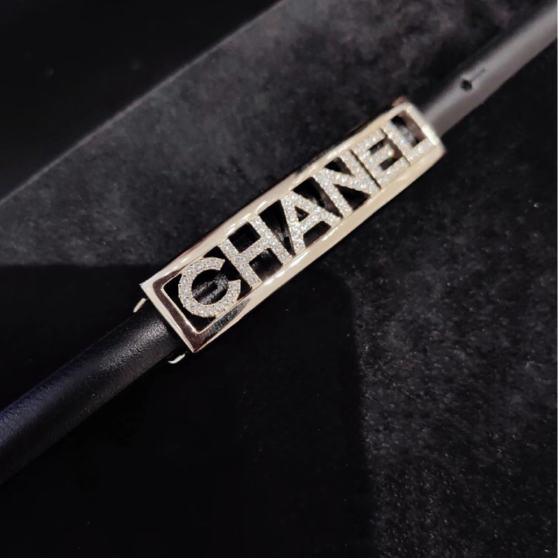CHANEL 黑銀皮帶-水鑽腰帶classic🪩最甜Chanel 皮帶-0