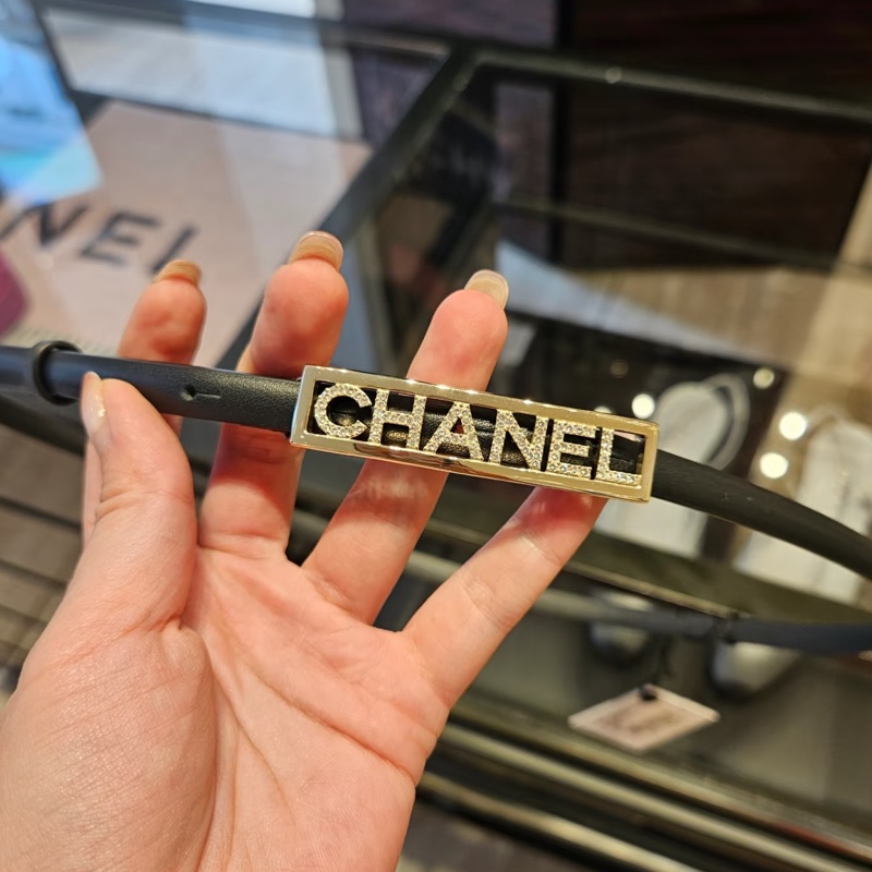 CHANEL 黑銀皮帶-水鑽腰帶classic🪩最甜Chanel 皮帶-2