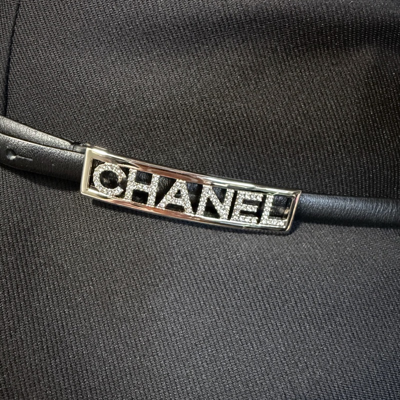 CHANEL 黑銀皮帶-水鑽腰帶classic🪩最甜Chanel 皮帶-9