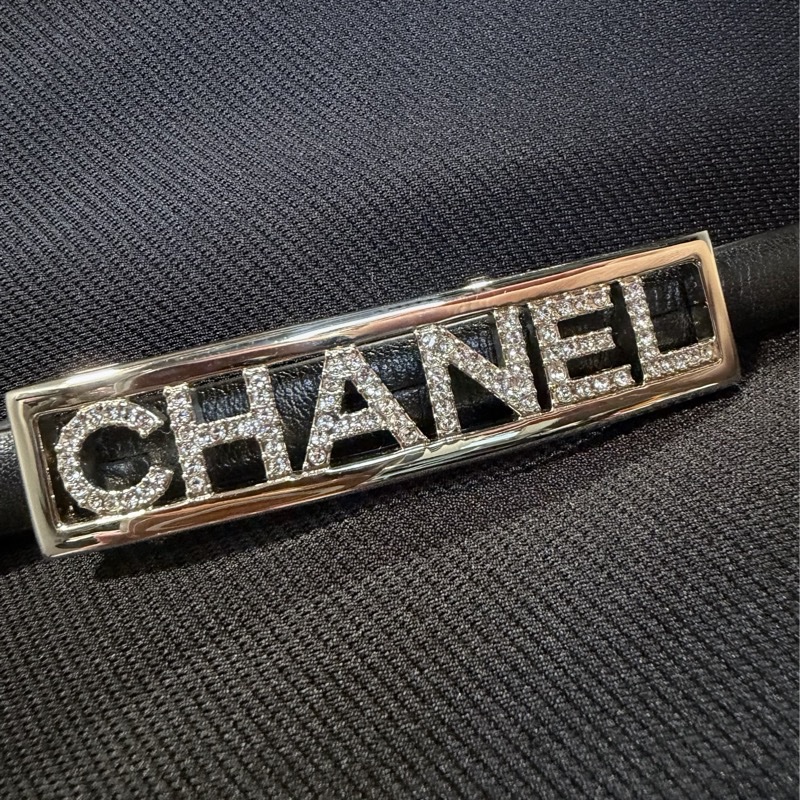 CHANEL 黑銀皮帶-水鑽腰帶classic🪩最甜Chanel 皮帶-12