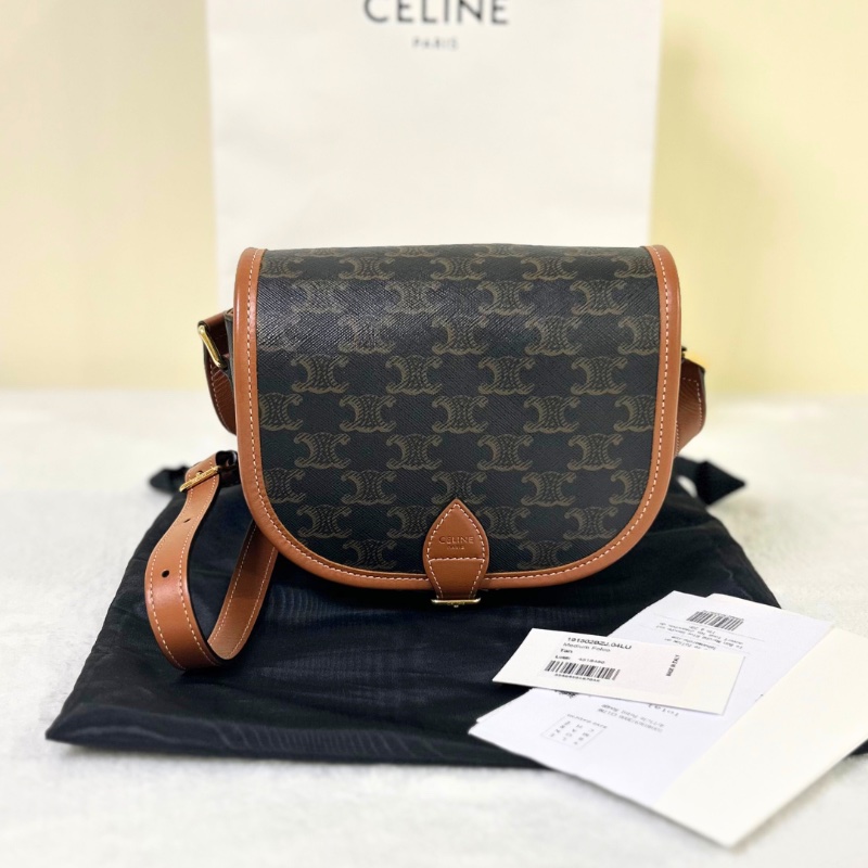 Celine Triomphe Folco 中號 老花馬鞍包-0