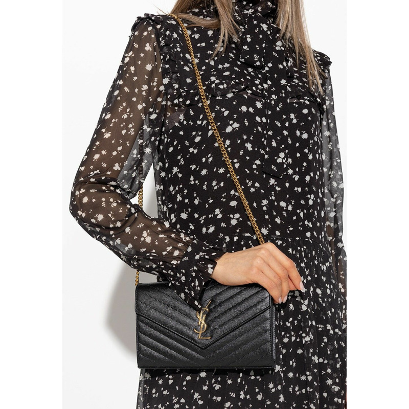 SAINT LAURENT 絎縫單肩包 BOW01 377828-7