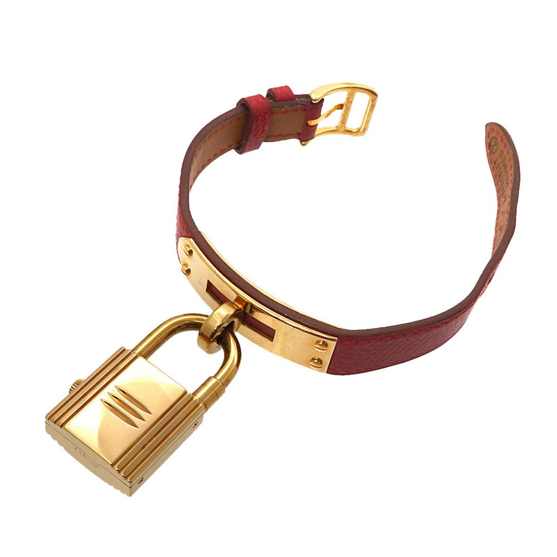 愛馬仕 Kelly 女士腕錶，白色和紅色石英錶盤，帶 Cadena 錶帶-5