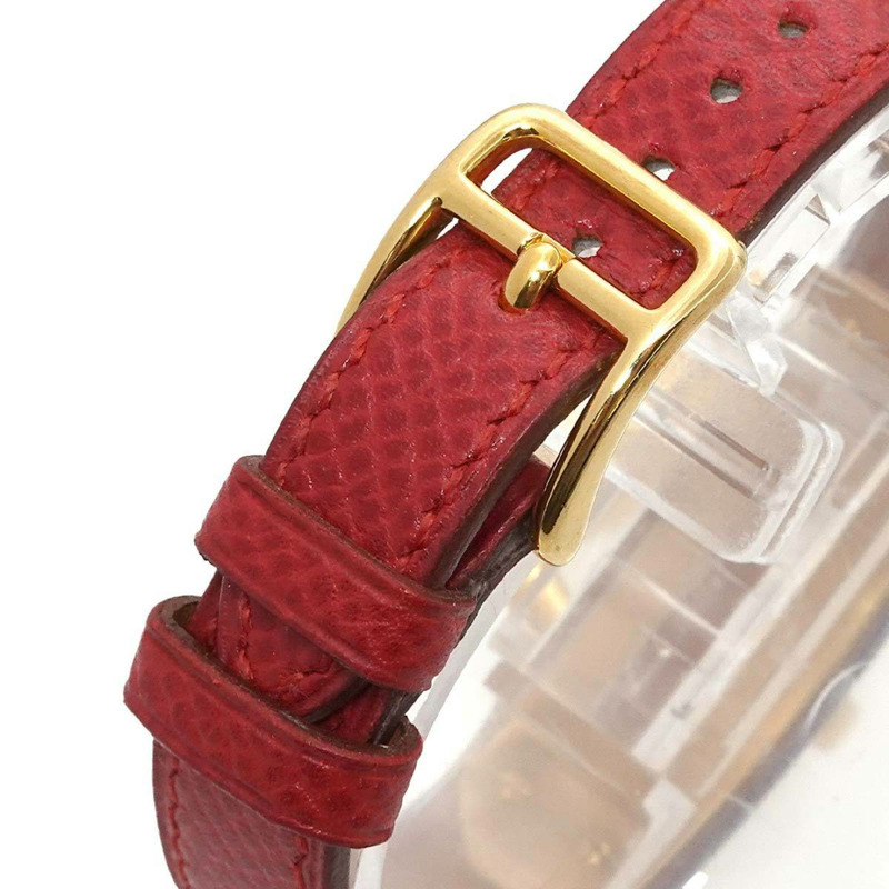 愛馬仕 Kelly 女士腕錶，白色和紅色石英錶盤，帶 Cadena 錶帶-8