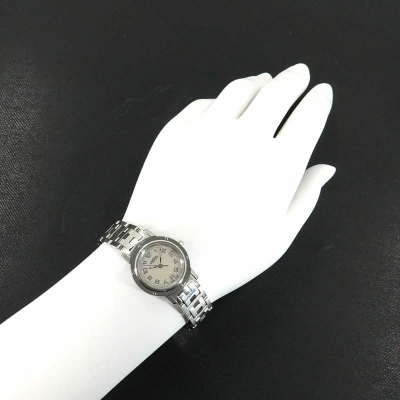 愛馬仕 Clipper Nacre CL4 210 女士腕錶，帶日期顯示、白色錶殼和石英機芯-3