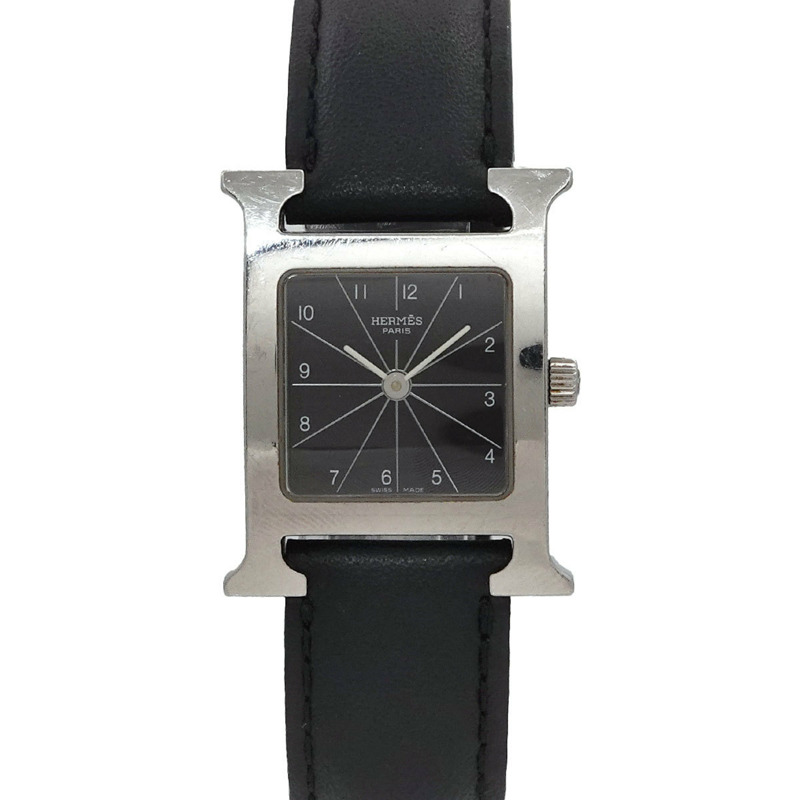 愛馬仕 H Watch Double Tour HH1 210 女士黑色石英錶-0