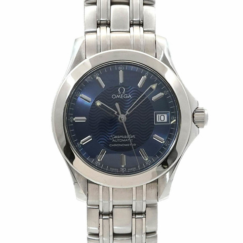 歐米茄海馬系列120公尺防水男士腕錶 2501 81，附日期顯示，海軍藍錶盤，自動機械錶