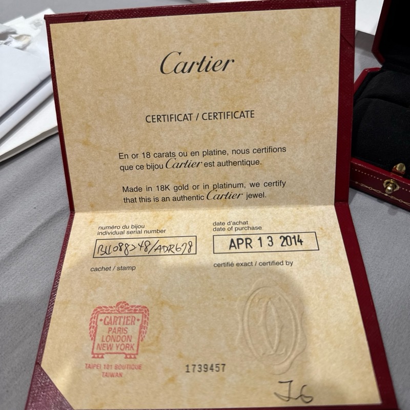 Cartier 卡地亞18k金，鑽石戒圍48-12