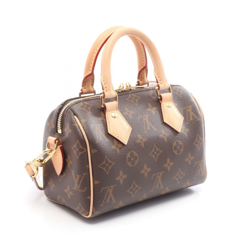 路易威登 Speedy Bandouliere20 Monogram 米色手提包 M46222 PVC塗層帆布皮革棕色二手女士-1