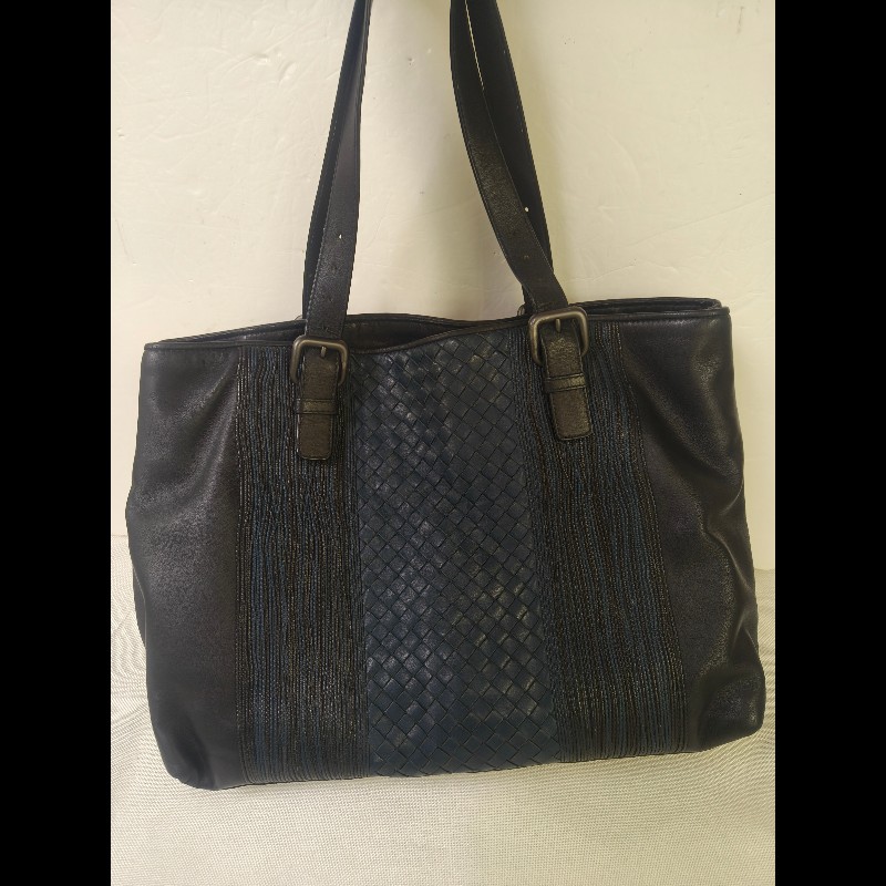 🔥年終狂降🔥【限時降價只到12/31（原25,800）】㊣✨Bottega Veneta  ✨寶緹嘉 BV 小牛皮 深藍 編織 拼接 手提包 托特包 文件包 媽媽包/二手包/二手精品/保證正品🌳二手樹屋🌳-2