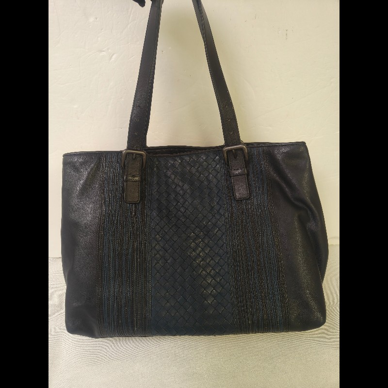 🔥年終狂降🔥【限時降價只到12/31（原25,800）】㊣✨Bottega Veneta  ✨寶緹嘉 BV 小牛皮 深藍 編織 拼接 手提包 托特包 文件包 媽媽包/二手包/二手精品/保證正品🌳二手樹屋🌳-4