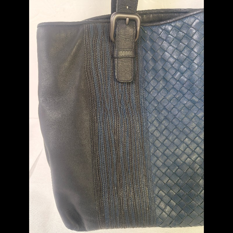 🔥年終狂降🔥【限時降價只到12/31（原25,800）】㊣✨Bottega Veneta  ✨寶緹嘉 BV 小牛皮 深藍 編織 拼接 手提包 托特包 文件包 媽媽包/二手包/二手精品/保證正品🌳二手樹屋🌳-13