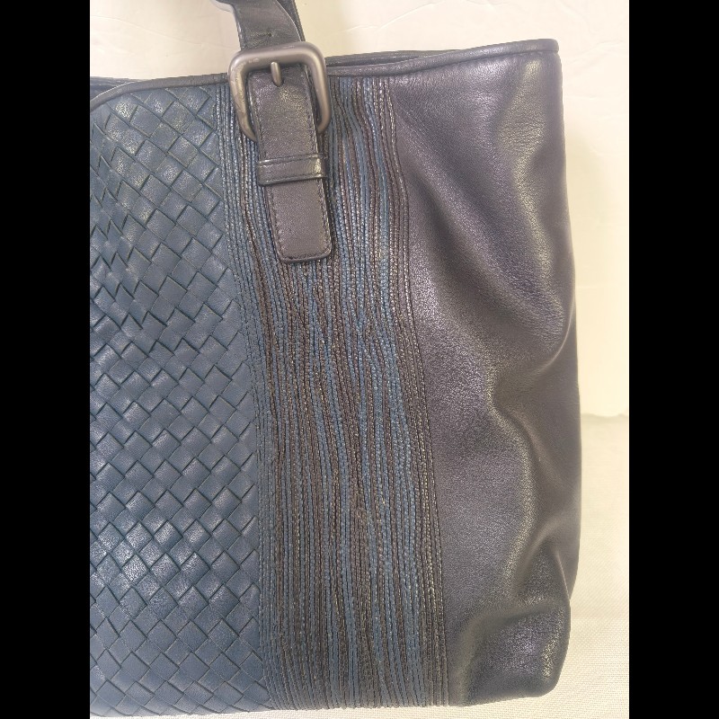 🔥年終狂降🔥【限時降價只到12/31（原25,800）】㊣✨Bottega Veneta  ✨寶緹嘉 BV 小牛皮 深藍 編織 拼接 手提包 托特包 文件包 媽媽包/二手包/二手精品/保證正品🌳二手樹屋🌳-14