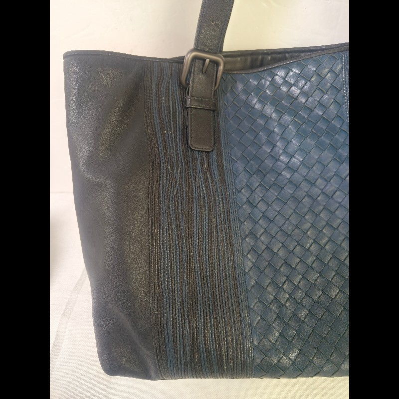 🔥年終狂降🔥【限時降價只到12/31（原25,800）】㊣✨Bottega Veneta  ✨寶緹嘉 BV 小牛皮 深藍 編織 拼接 手提包 托特包 文件包 媽媽包/二手包/二手精品/保證正品🌳二手樹屋🌳-18