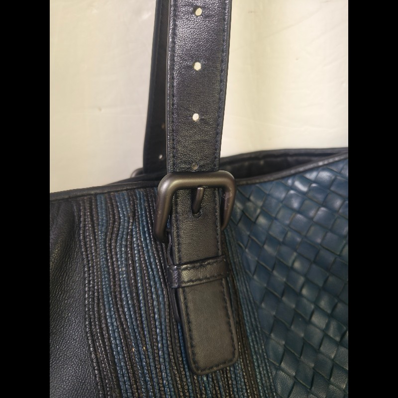 🔥年終狂降🔥【限時降價只到12/31（原25,800）】㊣✨Bottega Veneta  ✨寶緹嘉 BV 小牛皮 深藍 編織 拼接 手提包 托特包 文件包 媽媽包/二手包/二手精品/保證正品🌳二手樹屋🌳-23