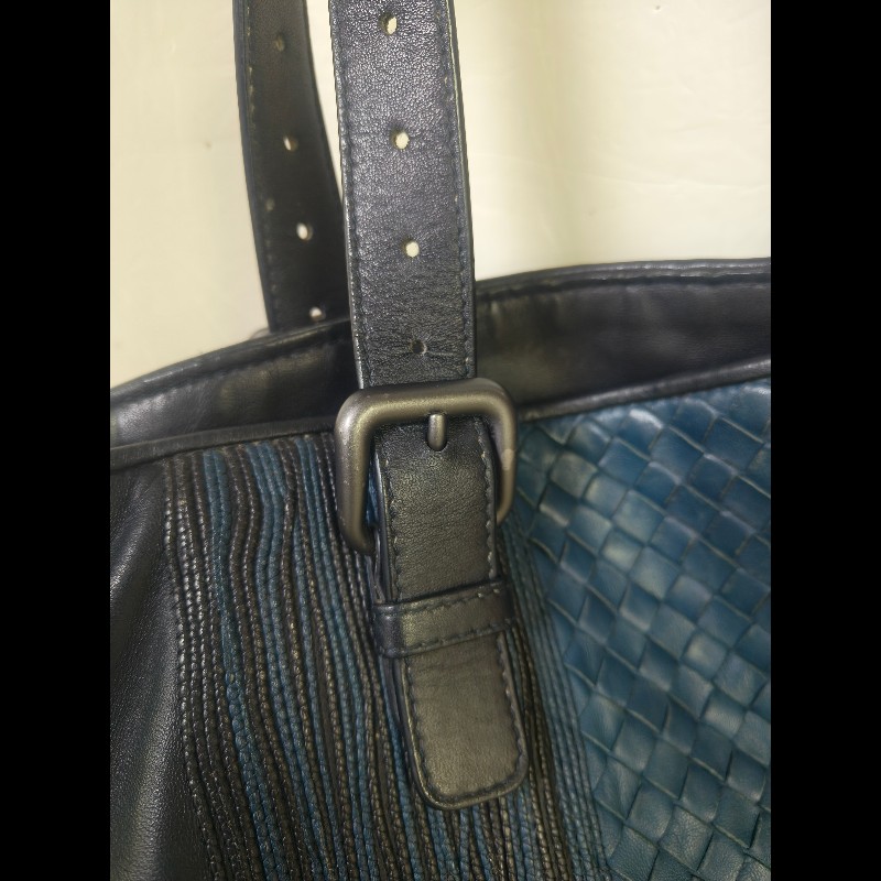 🔥年終狂降🔥【限時降價只到12/31（原25,800）】㊣✨Bottega Veneta  ✨寶緹嘉 BV 小牛皮 深藍 編織 拼接 手提包 托特包 文件包 媽媽包/二手包/二手精品/保證正品🌳二手樹屋🌳-25