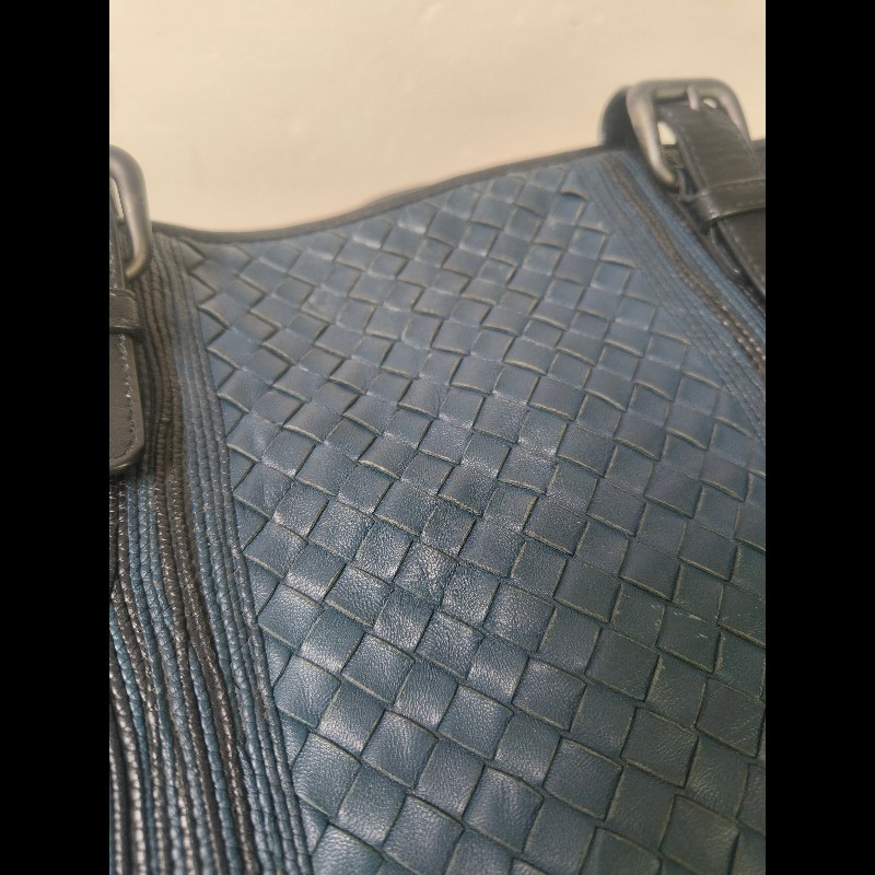🔥年終狂降🔥【限時降價只到12/31（原25,800）】㊣✨Bottega Veneta  ✨寶緹嘉 BV 小牛皮 深藍 編織 拼接 手提包 托特包 文件包 媽媽包/二手包/二手精品/保證正品🌳二手樹屋🌳-44