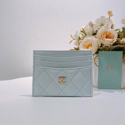 TW4603 Chanel 香奈兒 糖果藍 新版本 卡片套 Card Holder Caviar Baby Blue x GHW