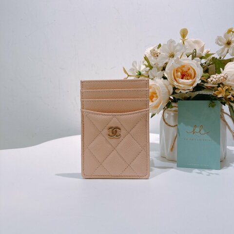 TW4604 Chanel Card Holder Caviar Coral Pink x GHW