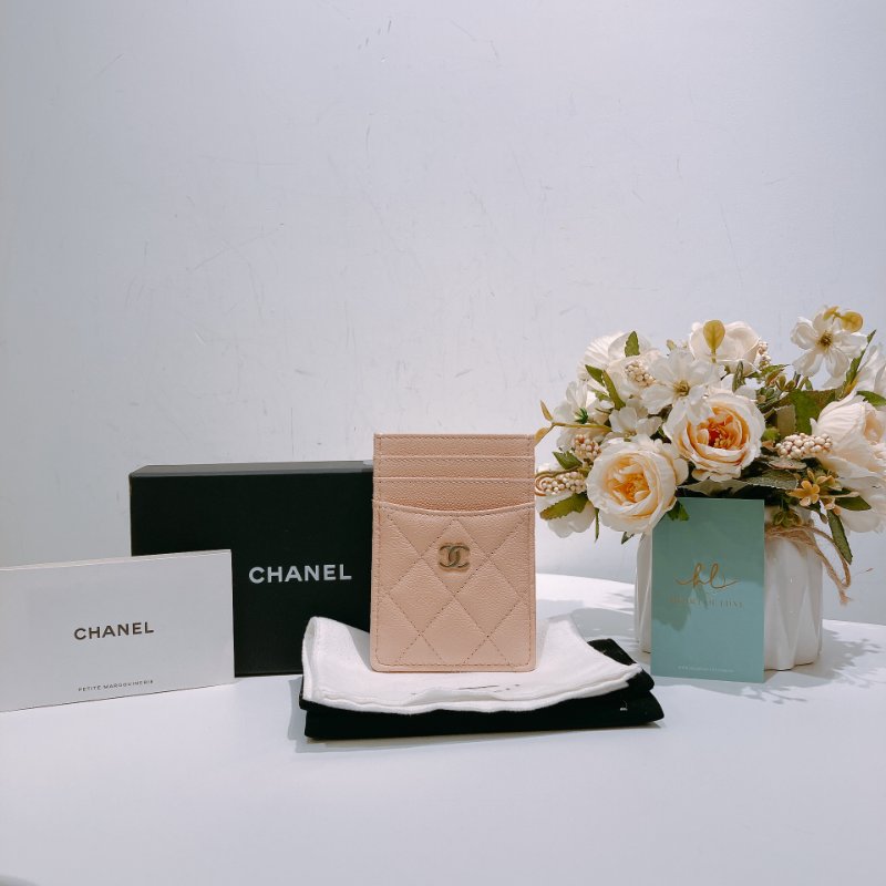 TW4604 Chanel Card Holder Caviar Coral Pink x GHW-8
