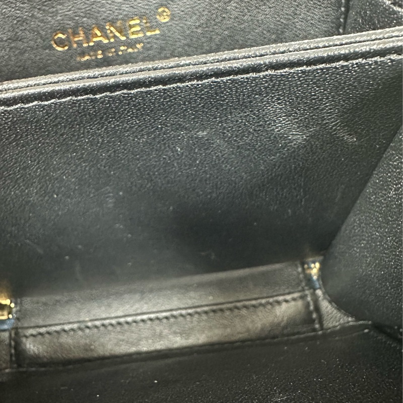 CHANEL Filigree Vanity Case 荔枝皮藍色金扣 Small Size-6