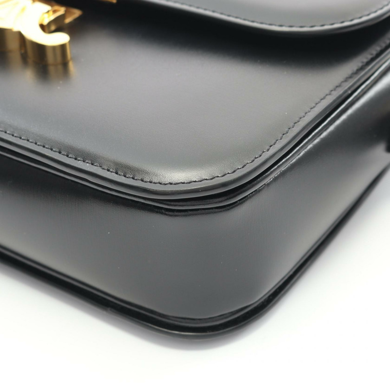 CELINE Classic Triomphe 中型斜背肩背包，黑色皮革，二手女款-8