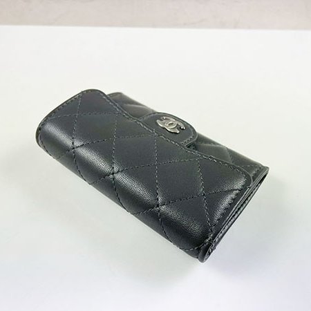 * 奢華大道國際精品＊【CH0736】CHANEL灰色小羊皮銀釦零錢包 AP0214-2