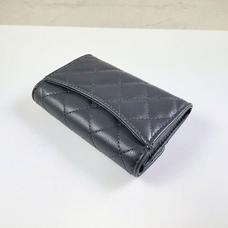 * 奢華大道國際精品＊【CH0736】CHANEL灰色小羊皮銀釦零錢包 AP0214-3