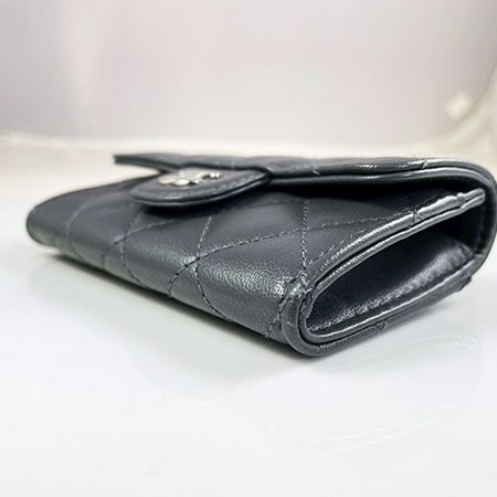 * 奢華大道國際精品＊【CH0736】CHANEL灰色小羊皮銀釦零錢包 AP0214-4