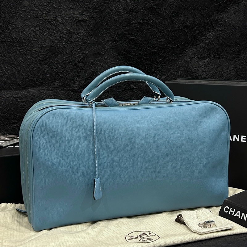 Hermes • Envie 48 牛仔藍 Epsom皮 絕跡旅行包-0