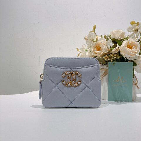 TW4606 Chanel 香奈兒拉鏈款吐司卡包19 薰衣草紫Zipped Coin Purse Lambskin Purple x GHW