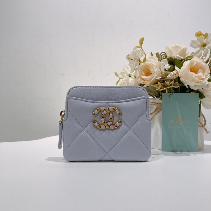 TW4606 Chanel 香奈兒拉鏈款吐司卡包19 薰衣草紫Zipped Coin Purse Lambskin Purple x GHW-0