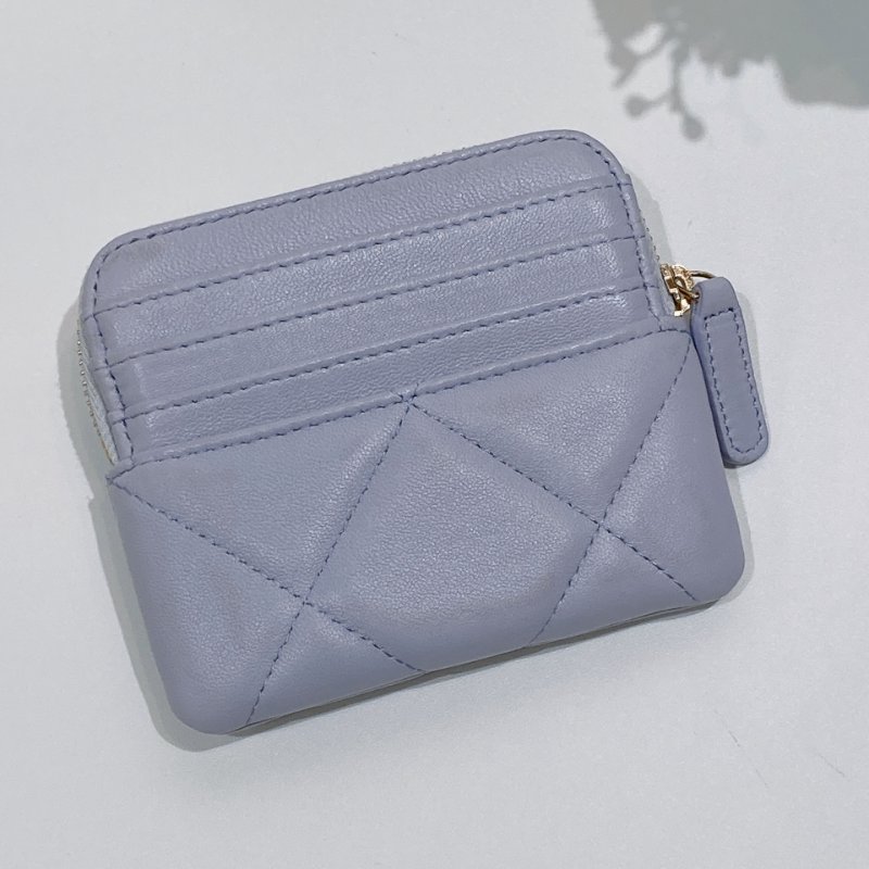 TW4606 Chanel 香奈兒拉鏈款吐司卡包19 薰衣草紫Zipped Coin Purse Lambskin Purple x GHW-3